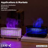 Diffuseur d'arômes à flamme ultrasonique WMK avec logo personnalisé, humidificateur d'aromathérapie, 120 ml, mini USB, 7 couleurs de lumière LED, avec CE RoHS FCC