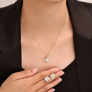 Shining Pearl Copper Jewelry <b>Set</b> <b>Square</b> Shape Bezel Setting Party Women's Fashion Luxury - Product Image 2