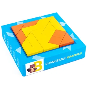 Puzzle en bois pour enfants, jouets éducatifs Montessori, Cubes colorés en bois, blocs de construction avec planche à dessin, jouets pour enfants, vente en gros