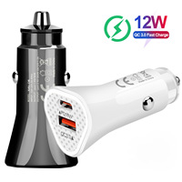 2024 nuevo cargador de coche rápido electrónico universal de 2 puertos Qc3.0 + PD USB y cargador de coche PD de 20W para teléfonos Apple Samsung
