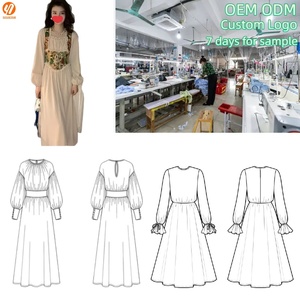 Robe longue corset florale vintage personnalisée 5616, manches bouffantes en dentelle, col carré pour fêtes, mariages, vacances, OEM/ODM UE US DE ES <span class=keywords><strong>FR</strong></span> - Product Image 2