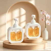 Pulvérisateur à pompe rechargeable sécurisé pour enfants, bouteille carrée transparente en PET de 300 ml/500 ml pour gel douche bébé et désinfectant pour les mains pour enfants
