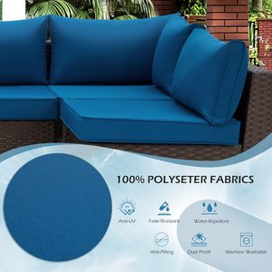 HOMREST Outdoor Water-Repellent Foam-Filled <strong>Replacement</strong> <strong>Cushions</strong> for 6-Seat <strong>Rattan</strong> Wicker Sectional Patio <strong>Furniture</strong> Set-Blue - Product Image 6