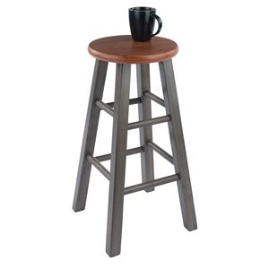 Modern Chic Grey Deco Wood <b>Stool</b> Luxury Decorative <b>Stool</b> with Natural Top for <b>Dining</b> Bar Hotels Restaurants for Living Room - Product Image 3