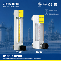 Rumah Panel Mount K100/K200 dari Aluminium Alloy dengan Bagian yang Terkena Cairan dari Baja Anti Karat 304/316SS, Ulir NPT/BSP 1/8" 1/4", Rotameter Tabung Kaca Mikro