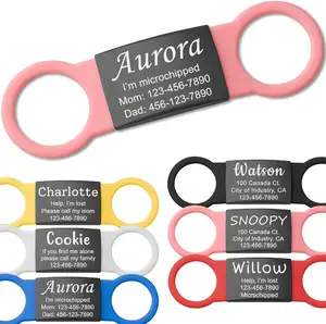 Silikon-Edelstahl-Hunde-ID-Kennzeichen graviertes Hundehalsband anti-verlorene Haustier-Namensschild-Tags für Hund Katze Reißgummi