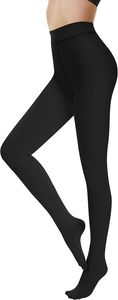 Зимние теплые леггинсы на заказ, большие размеры, колготки на флисовой подкладке, прозрачные черные плотные термопрозрачные колготки - Product Image 2