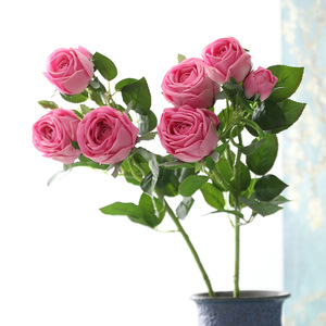 Rami di Rose Artificiali Real Touch Effetto Umido, 4 Teste, Steli di Rose Finte per Bouquet da Sposa, Vaso Domestico, Composizioni Floreali e Decorazioni - Product Image 3
