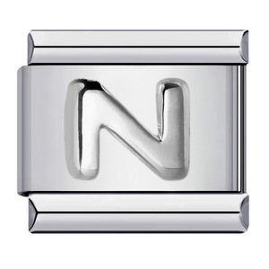 Bracelet modulaire italien en acier inoxydable argenté avec lettres convexes, chaîne de montre élastique à assembler soi-même - Product Image 4