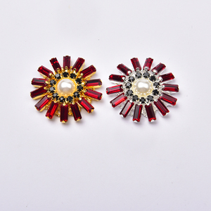 3Cm Retângulo Rodada Contas De Vidro De Cristal Botões Flatback Rhinestone Flor Broche Diy Artesanato Vestuário Decoração - Product Image 3