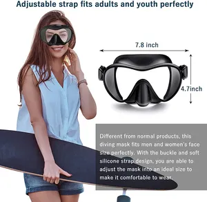 Máscara de mergulho adulto, máscara de mergulho com marcação suave, sem moldura, para pesca submarina
