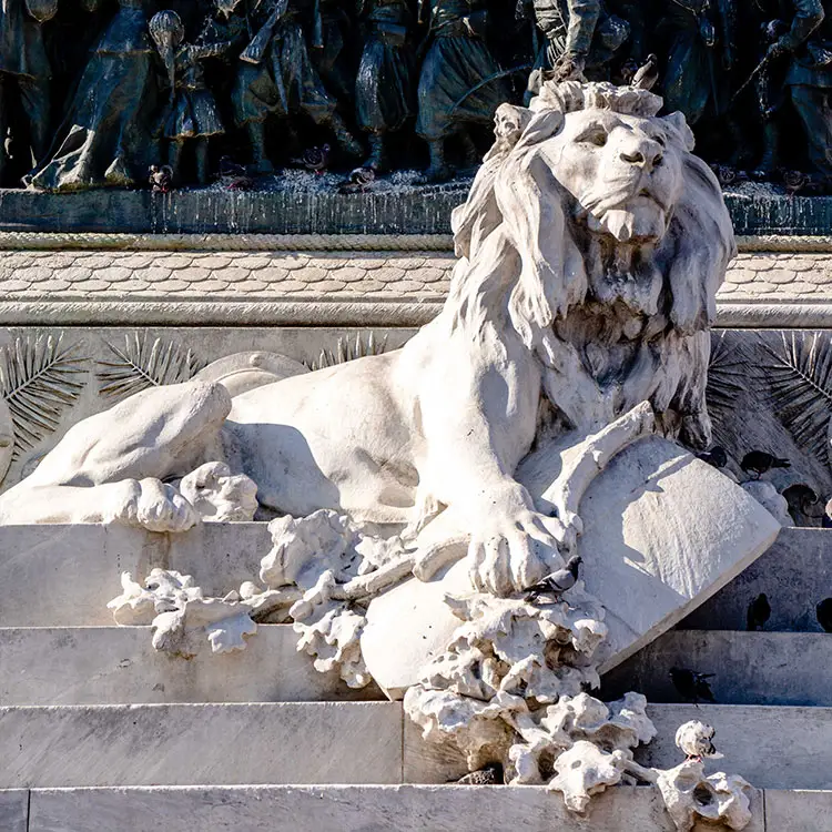 Villa al aire libre, puerta delantera, León, decoración, piedra de mármol, animal, estatua de escultura de León