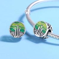 925 perles d'arbre de vie de forêt, printemps, perles d'argent