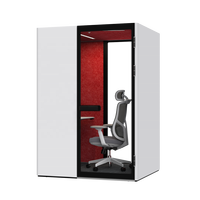Cabine de bureau individuelle mobile moderne Comine, insonorisée et acoustique, à hauteur réglable, pour espace de travail flexible, idéale pour centres commerciaux et villas