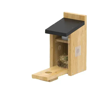 Nichoir solide pour grappiniers avec toit en bois, maison pour animaux de compagnie écologique - Product Image 2