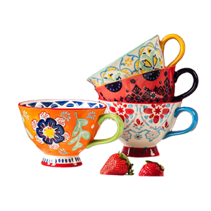 Juego de Tazas de Café y Té de Cerámica Pura Hechas a Mano, Ecológicas, Diseño Moderno con Letras Impresas y Cuchara, Estilo Americano, Marca TOPTIGER - Product Image 1
