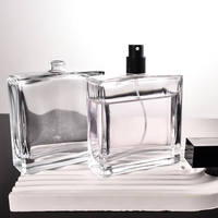 Flacon de parfum en verre carré avec pulvérisateur à col serti, 100 ml, 50 ml, fabrication sur mesure, prix d'usine