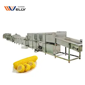 Electric Sweet Corn Washer Vegetable Whole Processing Line Corn Thresher Maize Sheller Sweet Corn Vaccum Packing Machine
