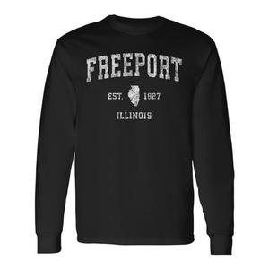 Freeport Illinois T-shirt sportiva vintage a maniche lunghe Est 1827 - Product Image 1