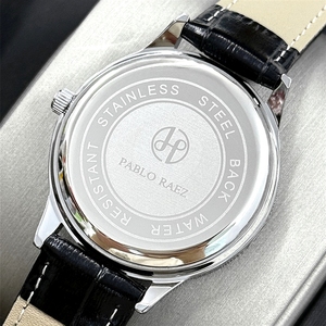 Montre-bracelet à quartz décontractée et élégante de Pablo Raez avec des diamants aquatiques tendance sur le cadran, un cadeau polyvalent et à la mode - Product Image 4