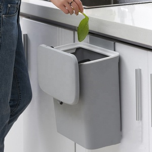 Grande armoire de rangement de cuisine de 9 <span class=keywords><strong>L</strong></span> <span class=keywords><strong>Poubelle</strong></span> montée sur porte Seau de rangement rond en plastique à dessus ouvert pour usage domestique - Product Image 2