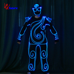 Costume de danse performant FUTURE Luminous RGB à couleurs changeantes LED et fibre optique avec casque pour Hip Hop et Danse de salon - Product Image 1