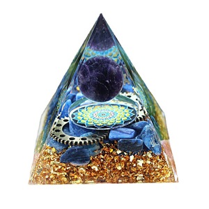 <b>Crystal</b> <b>Chip</b> Pyramid Resin Epoxy Craft Desktop Ornament Home Decoration Lotus Gear Pattern - Product Image 5