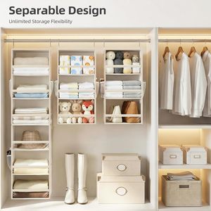 6-Shelf Hanging Closet Organizer 3-Shelf <b>Units</b> Oxford Fabric Collapsible <b>Storage</b> For Bedroom Clothing - Product Image 4