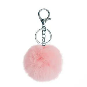 Groothandel Creatieve Bontbal Hanger Puffball Kunstmatige Bontbal Bal Sleutelhanger Pom Pom Voor Sleutelhanger