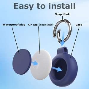 Funda de silicona para equipaje de mascotas para niños, Collar de perro de estilo impermeable con llavero para <span class=keywords><strong>Apple</strong></span> Airtag llavero - Product Image 3