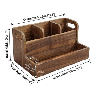 Porte-couverts à 2 niveaux en bois d'acacia avec plateau à épices, organisateur de rangement multifonctionnel pour la cuisine - Product Image 3