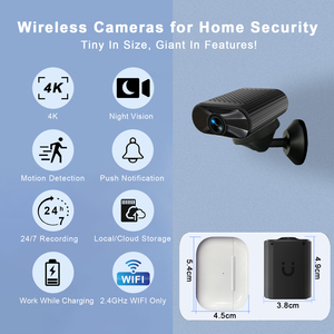 Mini caméra portable, vision nocturne HD, caméra de surveillance pour <span class=keywords><strong>nounou</strong></span>, caméra sans fil WiFi avec détection de mouvement, stockage sur le cloud et carte SD, grand angle - Product Image 2