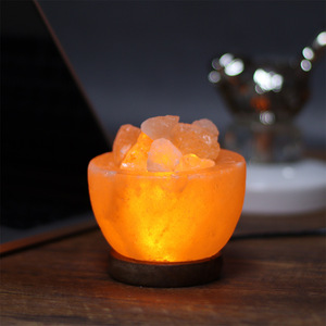 Lampe en cristal de sel naturel poli, design cœur, LED à lumière chaude, écologique, décoration de table pour la maison, chambre et salon, ambiance douce - Product Image 1