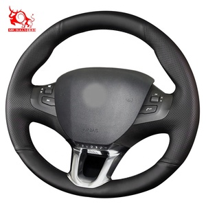 Funda de <span class=keywords><strong>Volante</strong></span> de Cuero Genuino Personalizada para <span class=keywords><strong>Peugeot</strong></span> <span class=keywords><strong>2008</strong></span> 2014 208 2013 - Product Image 1
