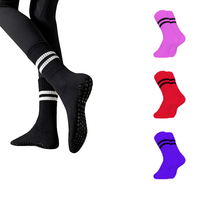 Chaussettes de sport décontractées en coton respirant pour l'automne, avec logo sur le revers, sans couture, antidérapantes pour la barre et le trampoline, à compression à la cheville