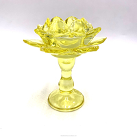 Bougeoir de luxe en verre, 1 pièce, fleur de lotus verte, socle décoratif pour la maison, pièces centrales de table de mariage en or