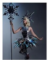 Costume LED Lumineux Reine des Neiges Argentée, Tenue Futuriste Flocon de Neige Miroir pour Performance Gogo en Boîte de Nuit