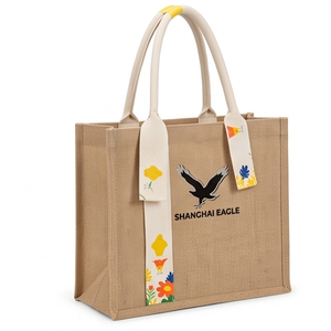 Wholesale Custom Burlap Jute Personalized Printed Extra <b>Large</b> Hand Length Handle Shopper <b>Bags</b> Custom Logo for Bridesmaid <b>Gifts</b> - Product Image 1