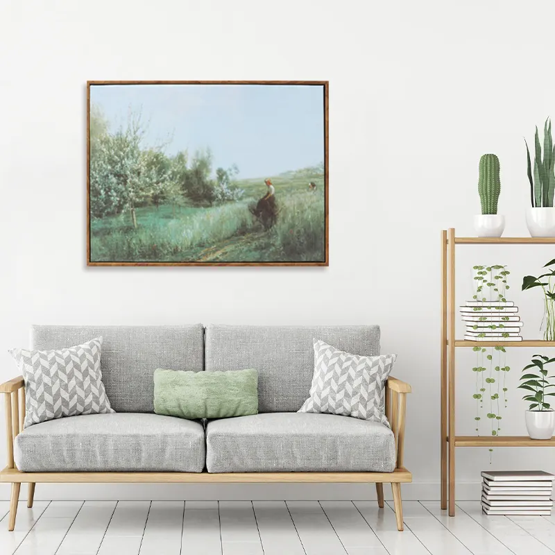 Venta al por mayor enmarcado clásico famoso Vintage Daubigny primavera reproducción pared Premium lienzo impreso pintura al óleo