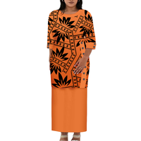 Nouvelle robe Puletasi à col rond avec imprimé hawaïen personnalisé, style samoan, boutons, grande taille, vêtements pour femmes, manches courtes, 2 pièces, été