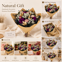 Bouquet de fleurs séchées mixtes botaniques, arrangement floral préservé fait main pour la décoration de la maison et de mariage, vente en gros