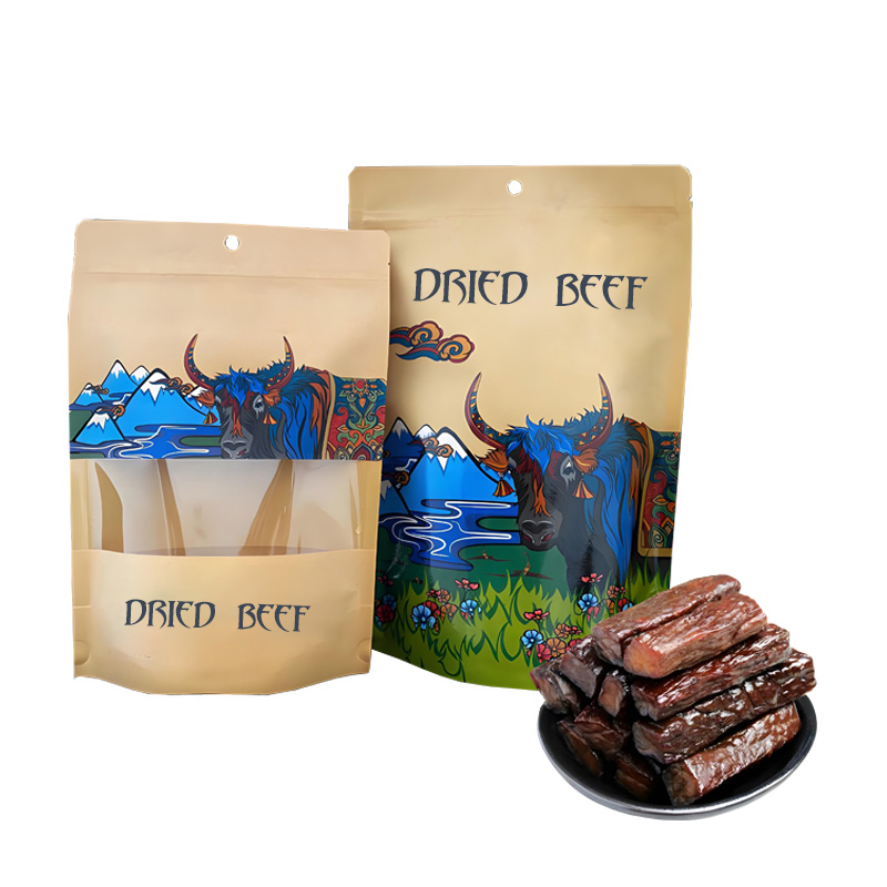 Kraft Paper Aluminum Foil Plastic Dried Meat Biltong Beef Jerky Packaging Bag with Hanger Hole