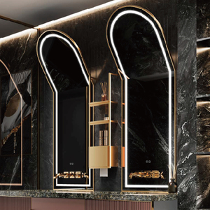 Arch Large Size Brushed <strong>Mirror</strong> Gold Stainless Steel <strong>Frame</strong> Anti Fog Bathroom Smart <strong>Mirrors</strong> with Light - Product Image 1
