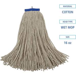 Mopa de microfibra blanca Boardwalk 724CEA de 24 oz con diseño de extremo cortado y plana, cesta de plástico y envoltura manual para pisos planos 724CEA - Product Image 4