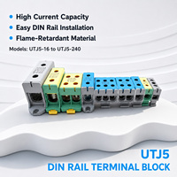 Bornier à vis pour rail DIN automobile 220A-Boîtier en plastique à 6 voies 5-10 AWG Contacts en aluminium 1 pôle