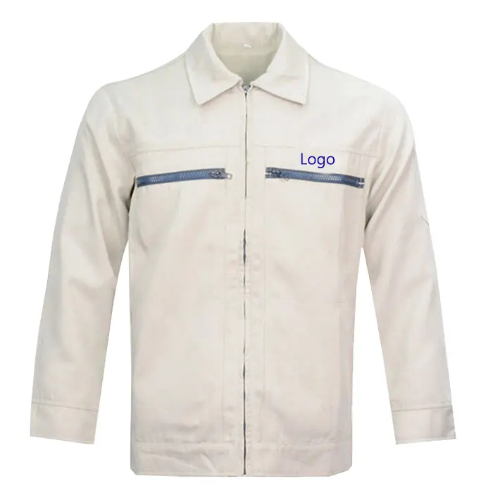 Logotipo personalizado de entrega empleado courier express oficial de algodón Hombre adulto blanco supermercado chaqueta de trabajo corporativa uniformes