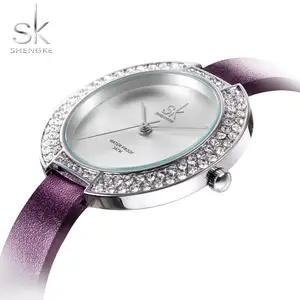 SHENGKE Delicate Lady Watch diamond Decorated Surface Two-tone Band cheap Quartz Watches Custom Logo Watches women OEM montre