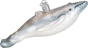 Décoration de Noël suspendue en verre soufflé artisanal sur mesure, thème plage, baleine verte à bosse, vie marine, baleine <span class=keywords><strong>Beluga</strong></span>, poisson - Product Image 3