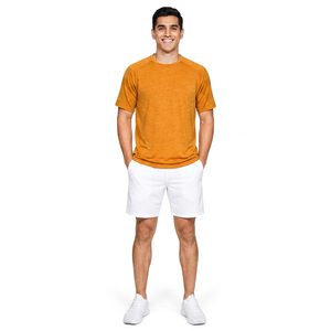 T-shirt basique pour homme, col rond, couleur unie personnalisable, manches courtes, respirant, décontracté, tricoté à l'avant, coupe classique - Product Image 1