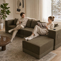 Fabricant de canapés sur mesure OEM ODM, canapé sectionnel moderne pour salon, tissu velours, forme en L, faible MOQ, canapé compressible pour salon